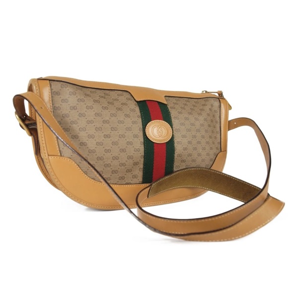 🔴SOLD🔴GUCCI Vintage Sherry Line Micro GG Web PVC Canvas Browns Crossbody bag - Picture 13 of 15